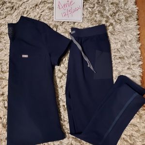 Figs Navy Scrub top, one pocket